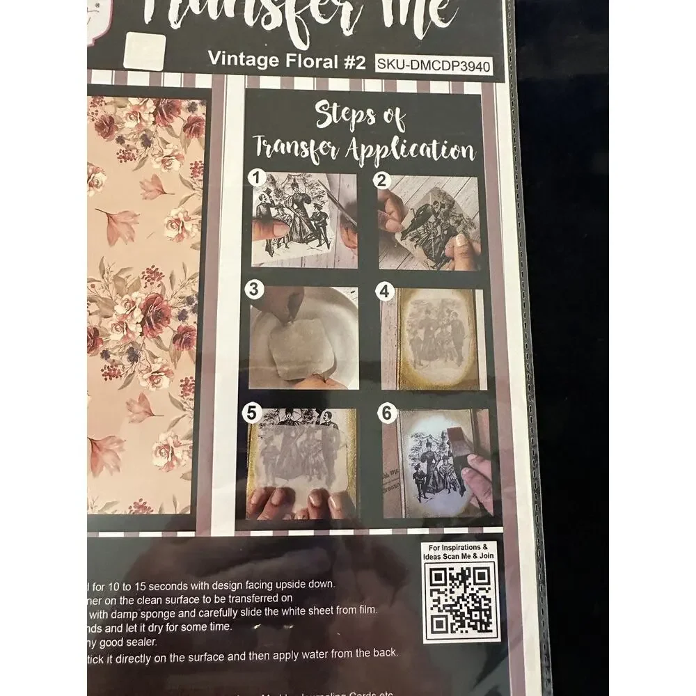 New Sealed Dress My Craft Transfer Me Vintage Floral #2 Flower Floral Dip In H2O